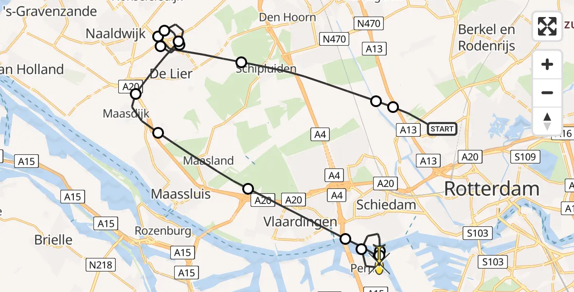 Routekaart van de vlucht: Lifeliner 2 naar Pernis, Deijffelbroeksepark