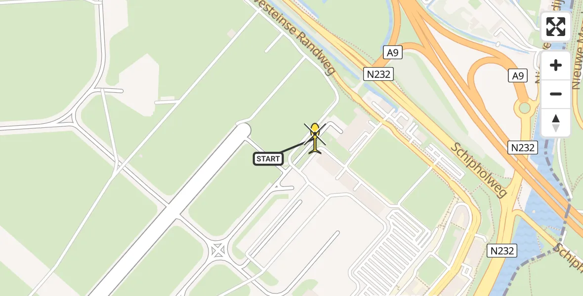 Routekaart van de vlucht: Politiehelikopter naar Schiphol, Thermiekstraat