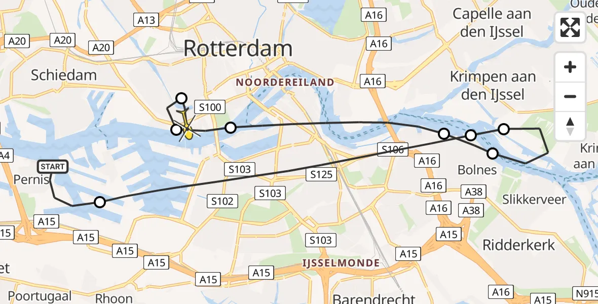 Routekaart van de vlucht: Lifeliner 2 naar Erasmus MC, Deijffelbroeksepark