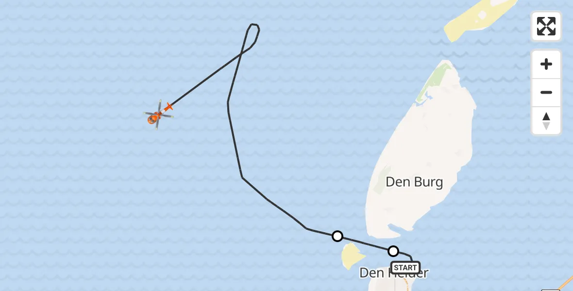 Vluchtroute Kustwachthelikopter Den Helder - , 10 november 2025, 19:07