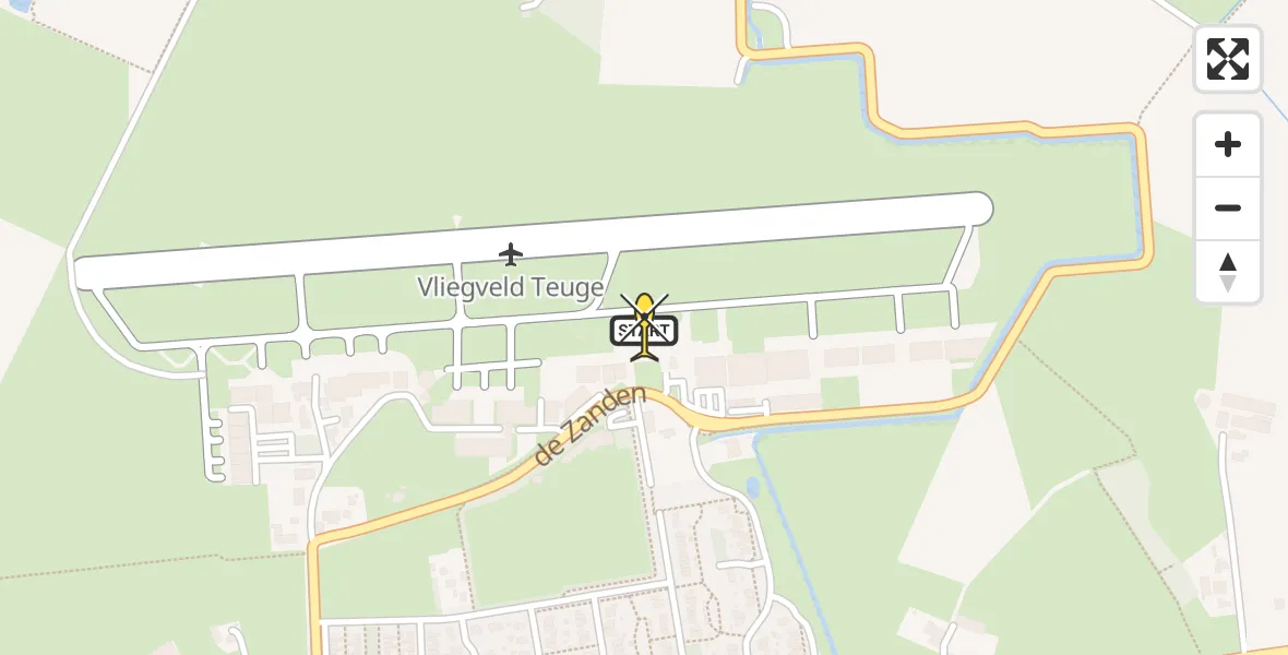 Routekaart van de vlucht: Politieheli naar Vliegveld Teuge, de Zanden