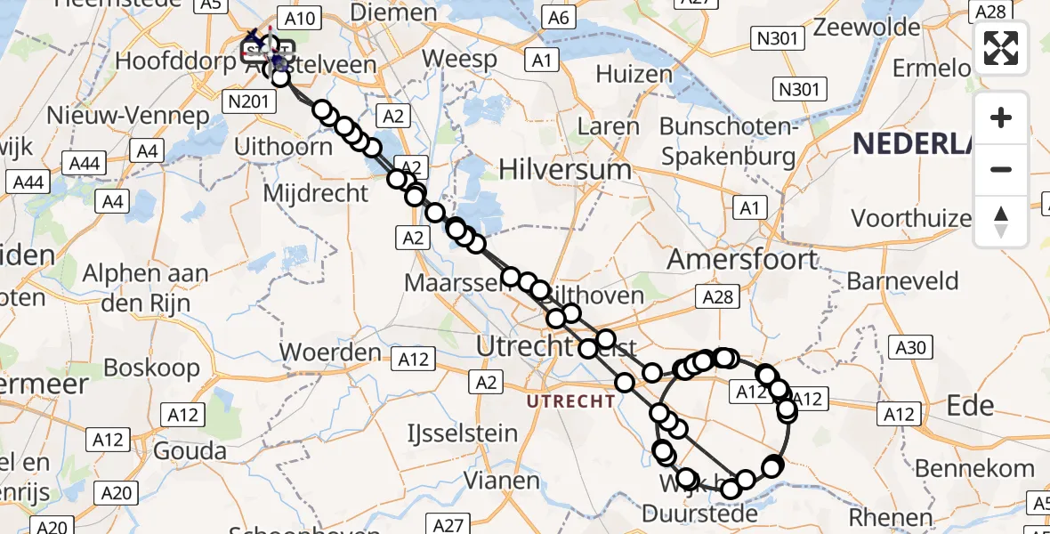 Vluchtroute Politiehelikopter Schiphol - Schiphol, 11 november 2025, 07:51