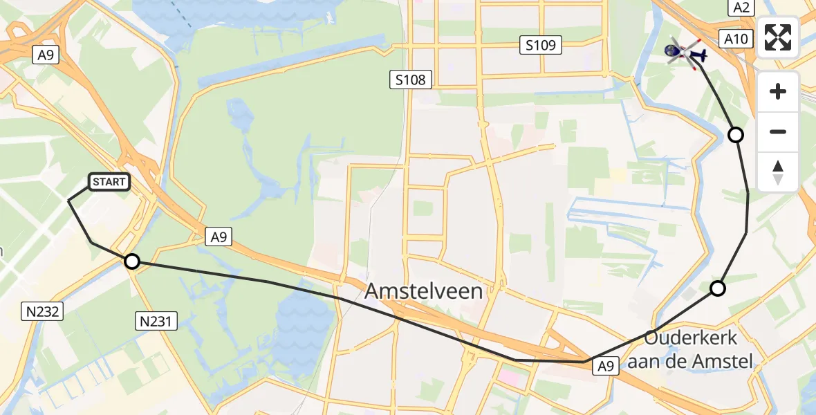 Vluchtroute Politiehelikopter Schiphol - Amsterdam, 11 november 2025, 08:19
