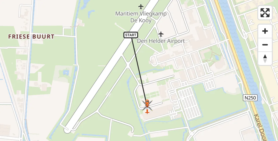 Vluchtroute Kustwachthelikopter Vliegveld De Kooy - Vliegveld De Kooy, 11 november 2025, 10:44