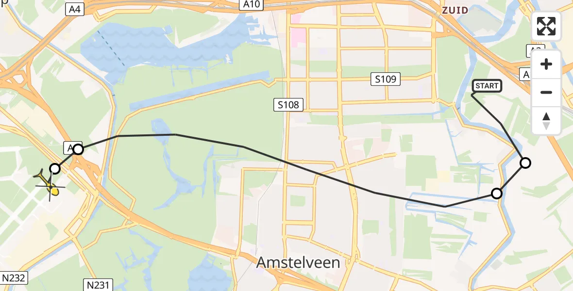 Routekaart van de vlucht: Politiehelikopter naar Schiphol, Binnenweg