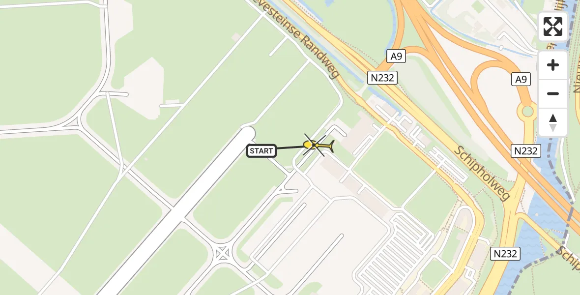 Routekaart van de vlucht: Politieheli naar Schiphol, Thermiekstraat