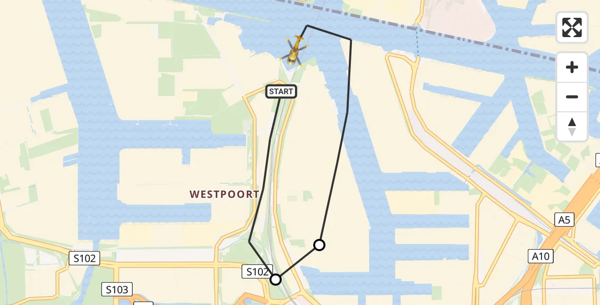 Vluchtroute Traumahelikopter Amsterdam Heliport - Amsterdam Heliport, 11 november 2025, 11:35