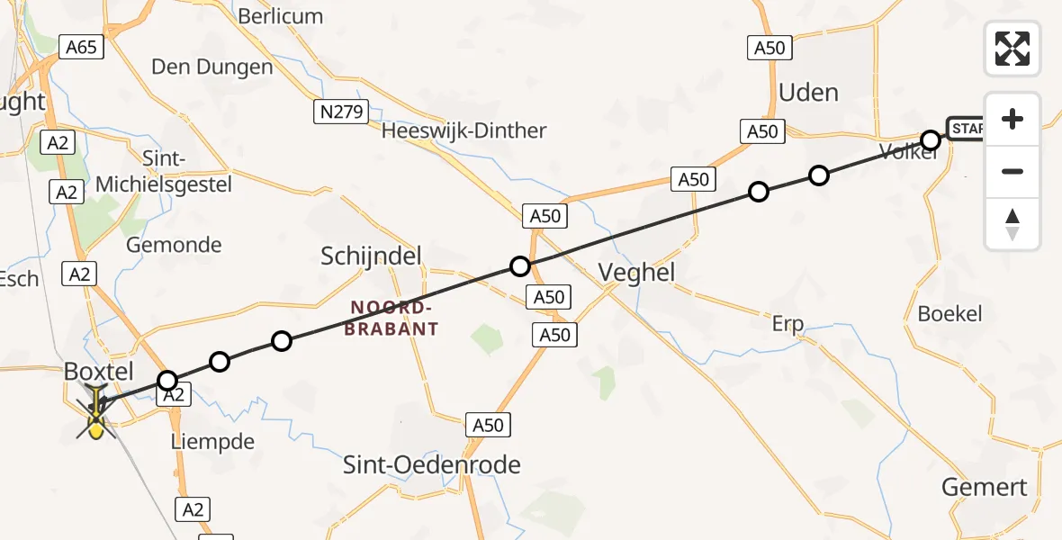 Routekaart van de vlucht: Lifeliner 3 naar Boxtel, Lagenheuvelstraat