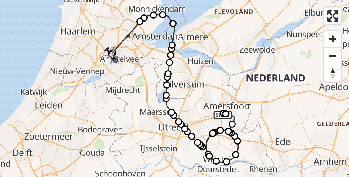 Vluchtroute Politiehelikopter Leusden - Schiphol, 11 november 2025, 13:11
