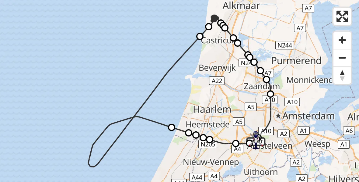 Vluchtroute Politiehelikopter Schiphol - Schiphol, 11 november 2025, 14:40