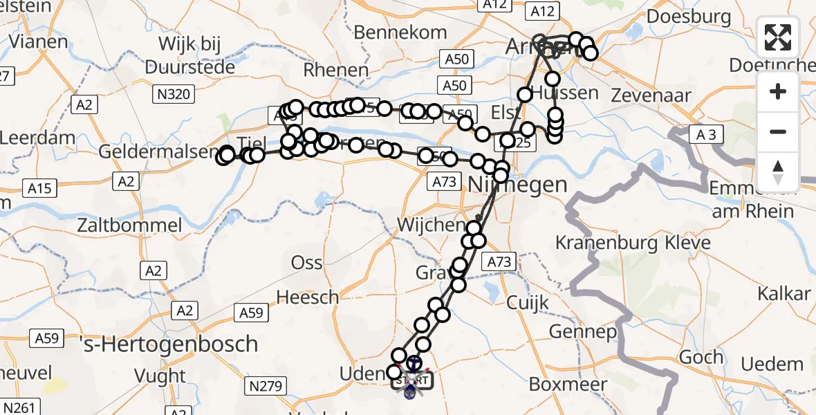 Vluchtroute Politiehelikopter Vliegbasis Volkel - Vliegbasis Volkel, 11 november 2025, 14:43