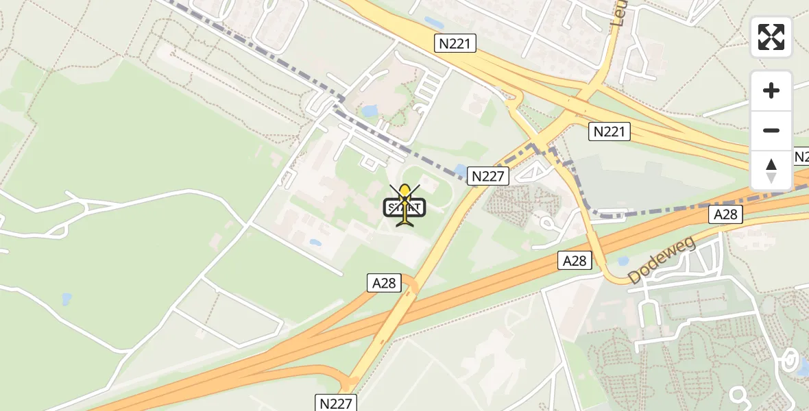 Routekaart van de vlucht: Politieheli naar Leusden, Doornseweg