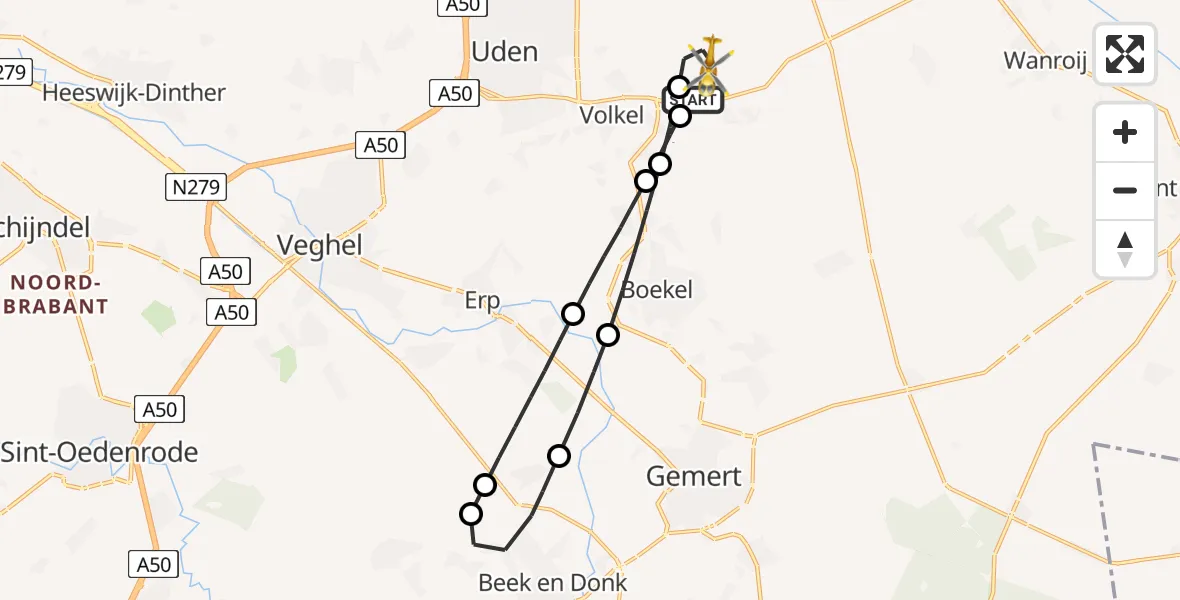 Vluchtroute Traumahelikopter Vliegbasis Volkel - Vliegbasis Volkel, 11 november 2025, 15:47
