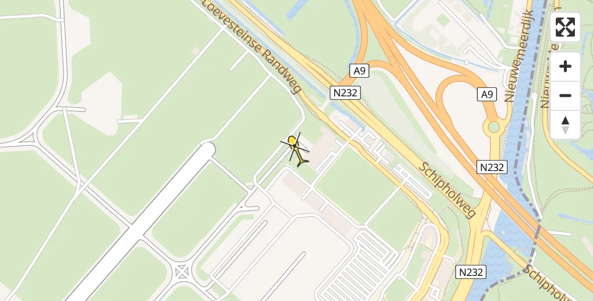 Routekaart van de vlucht: Politiehelikopter naar Schiphol
