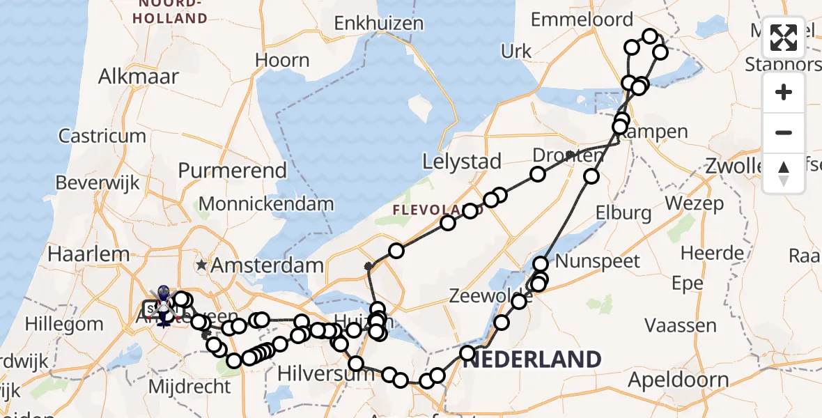 Vluchtroute Politiehelikopter Schiphol - Schiphol, 11 november 2025, 17:21