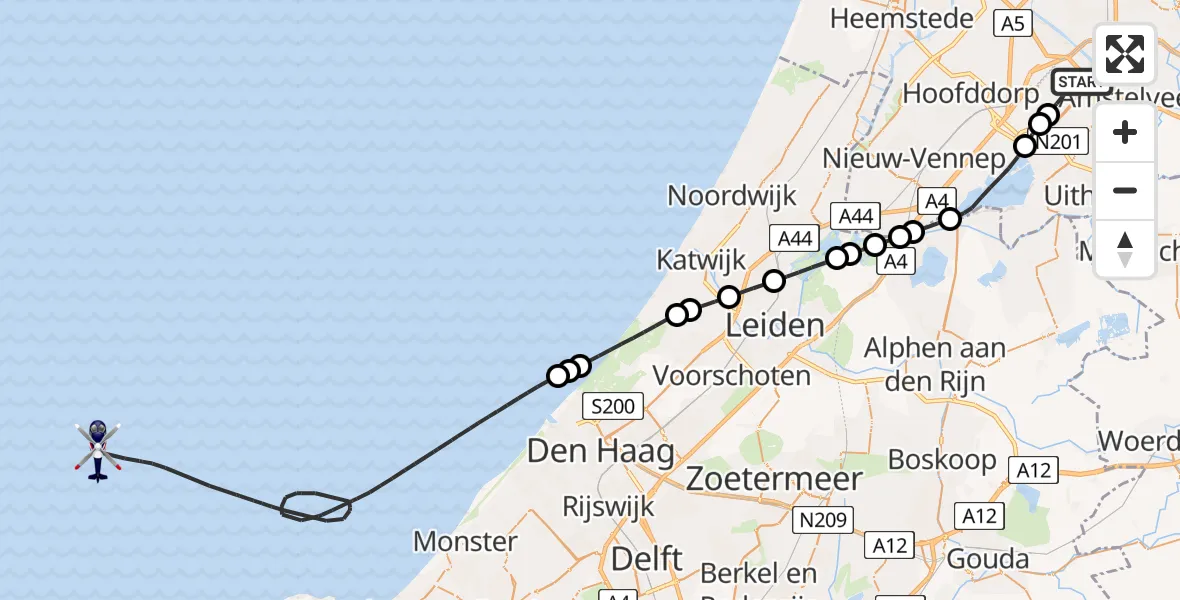 Vluchtroute Politiehelikopter Schiphol - , 11 november 2025, 19:44