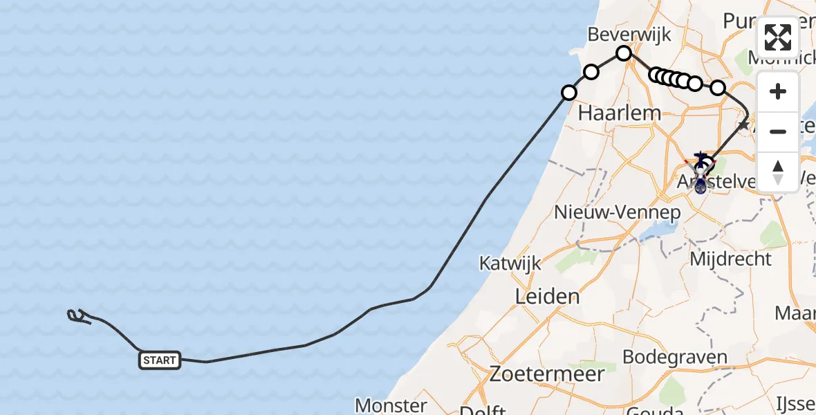 Vluchtroute Politiehelikopter  - Schiphol, 11 november 2025, 20:33