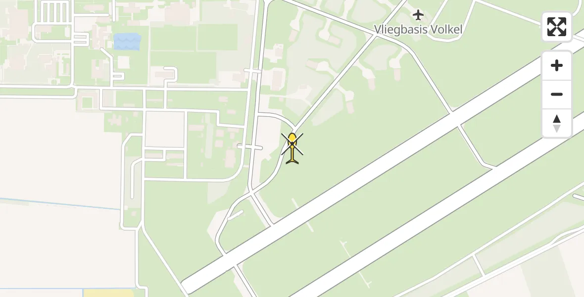 Routekaart van de vlucht: Politiehelikopter naar Vliegbasis Volkel