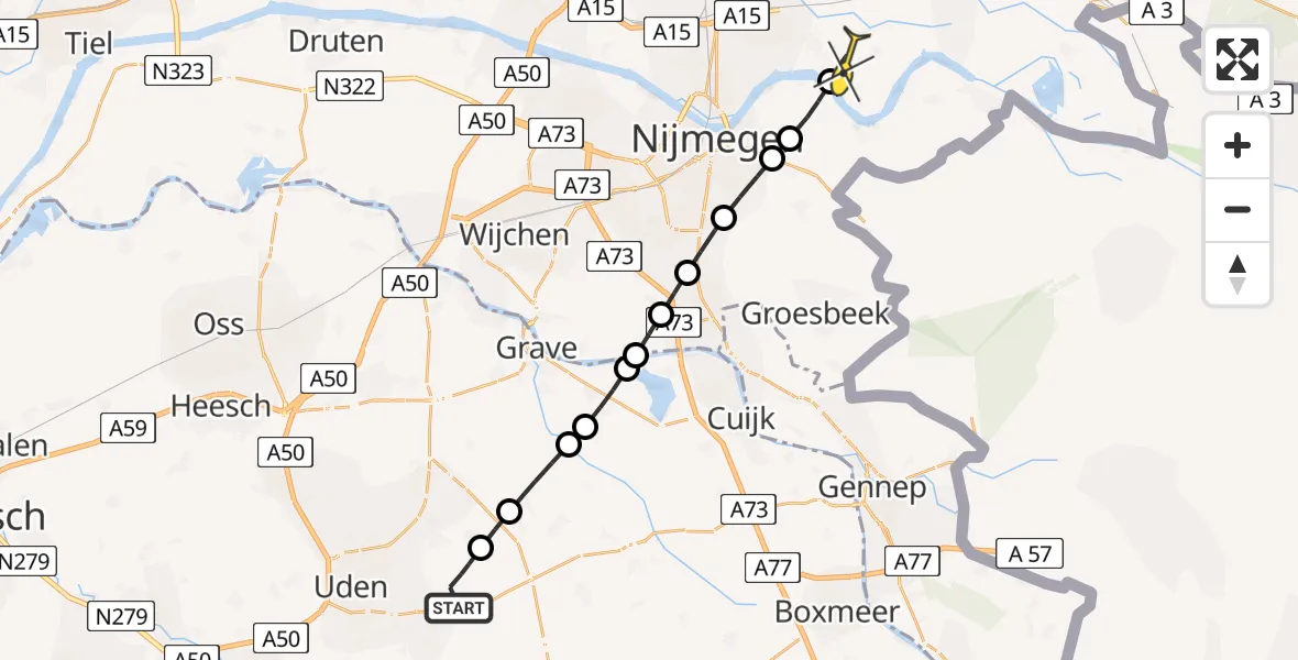 Routekaart van de vlucht: Lifeliner 3 naar Gendt, Houtvennen