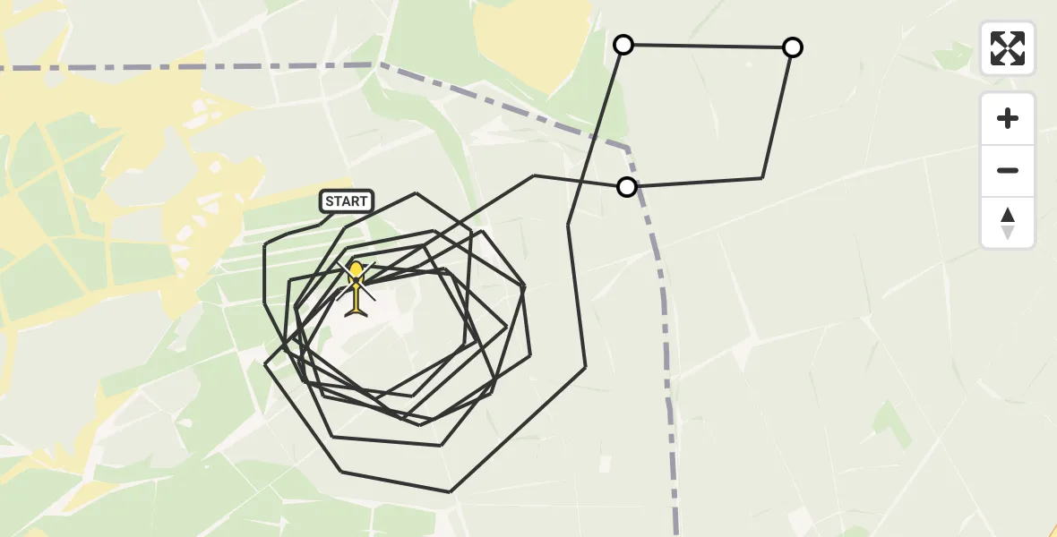 Routekaart van de vlucht: Politiehelikopter naar Harskamp, Ossenweg
