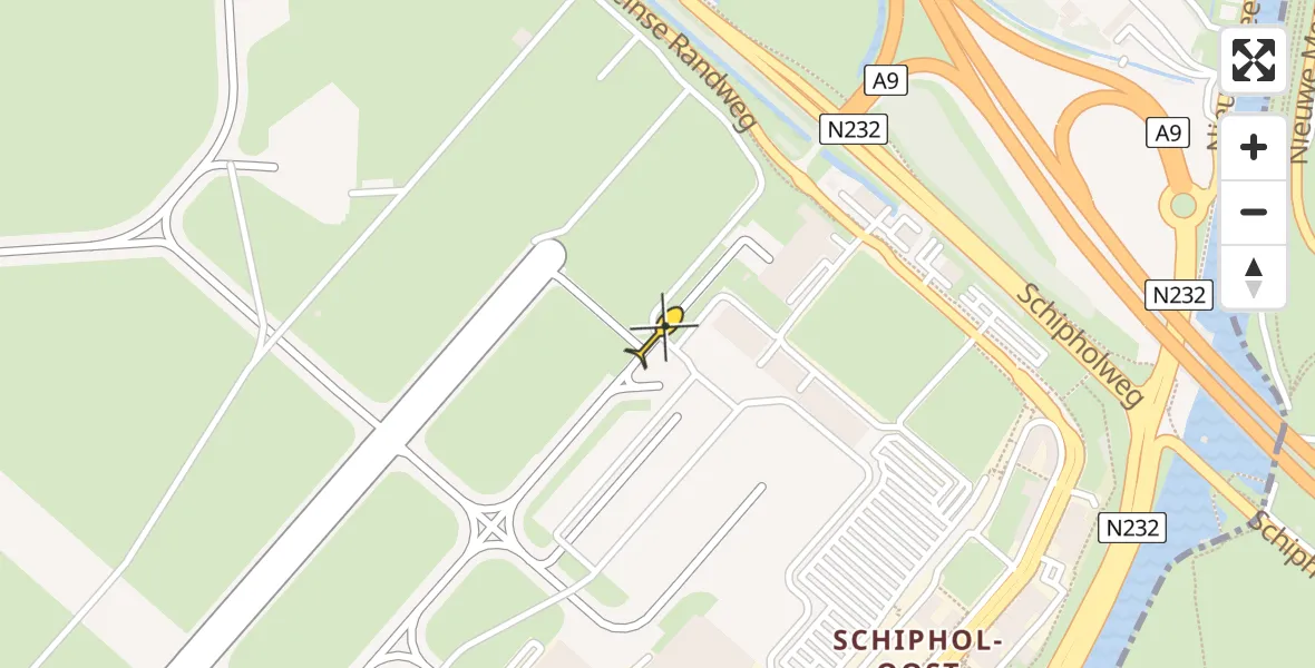 Routekaart van de vlucht: Politieheli naar Schiphol