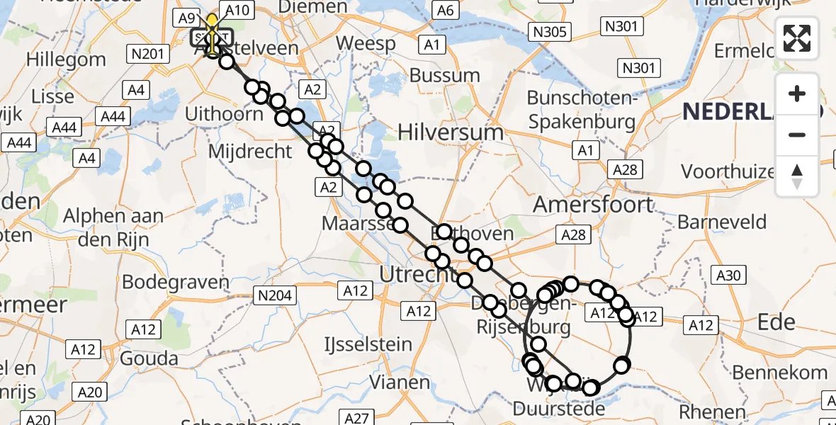 Routekaart van de vlucht: Politieheli naar Schiphol, Kemajoranstraat