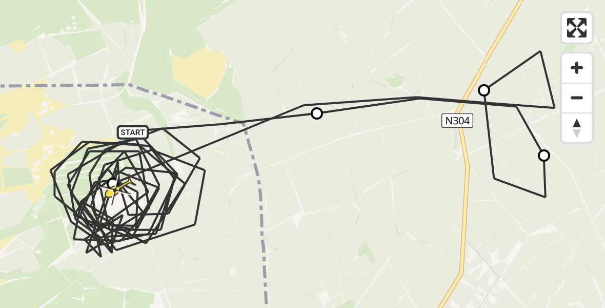 Routekaart van de vlucht: Politiehelikopter naar Harskamp, Otterloseweg