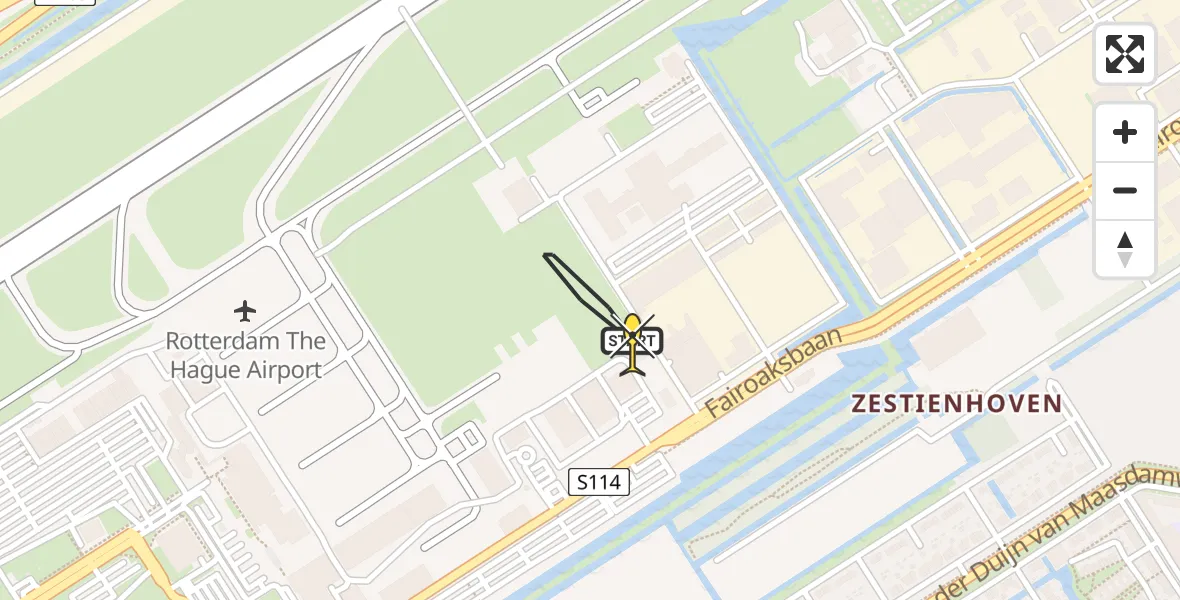 Routekaart van de vlucht: Lifeliner 2 naar Rotterdam The Hague Airport, Brandenburgbaan