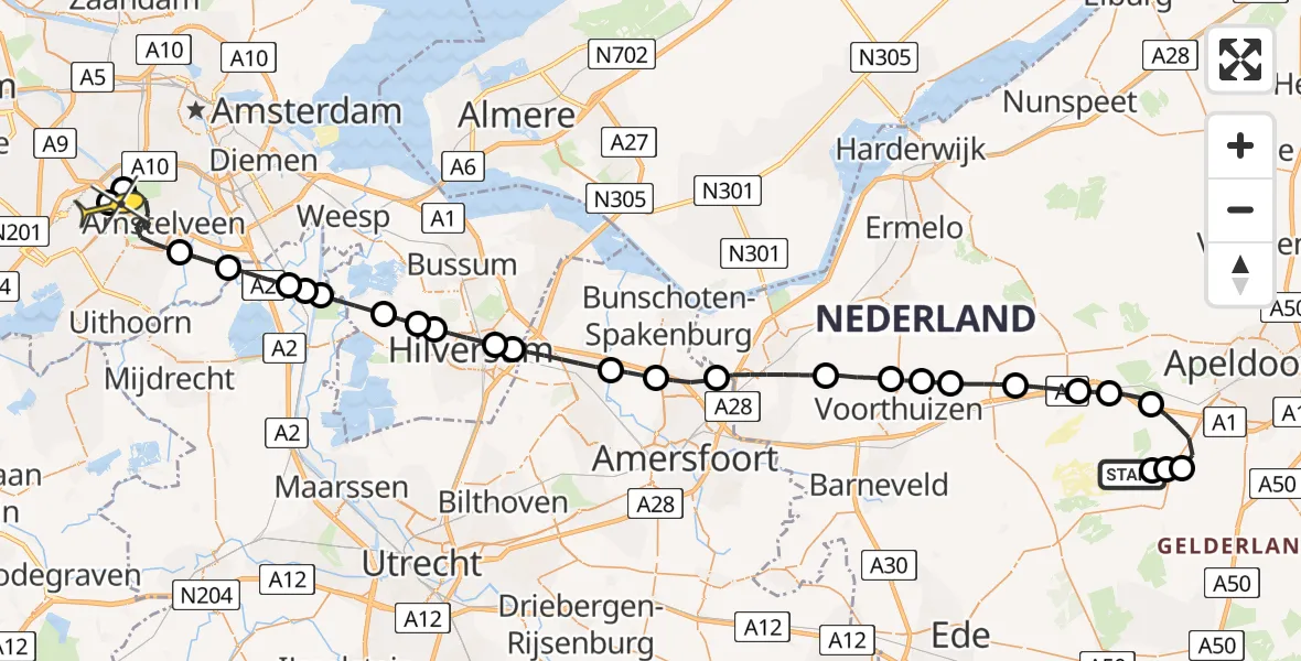 Routekaart van de vlucht: Politieheli naar Schiphol, Dabbelosepad