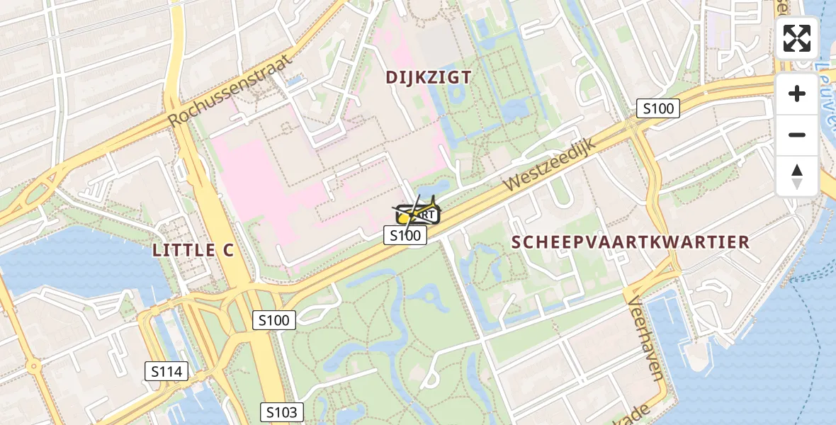 Routekaart van de vlucht: Lifeliner 2 naar Erasmus MC, Westzeedijk