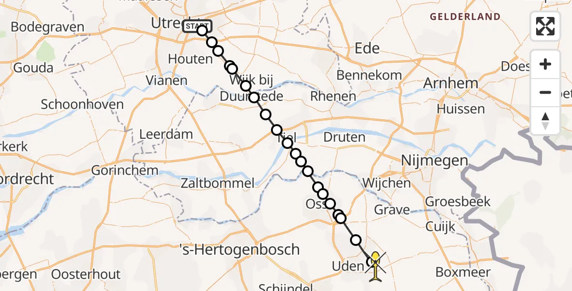Routekaart van de vlucht: Lifeliner 3 naar Vliegbasis Volkel, Limalaan