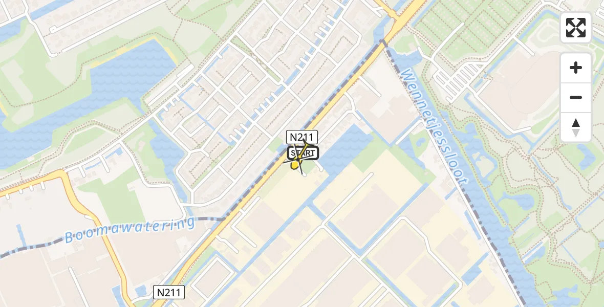 Routekaart van de vlucht: Lifeliner 2 naar Poeldijk, Teylingerlaan