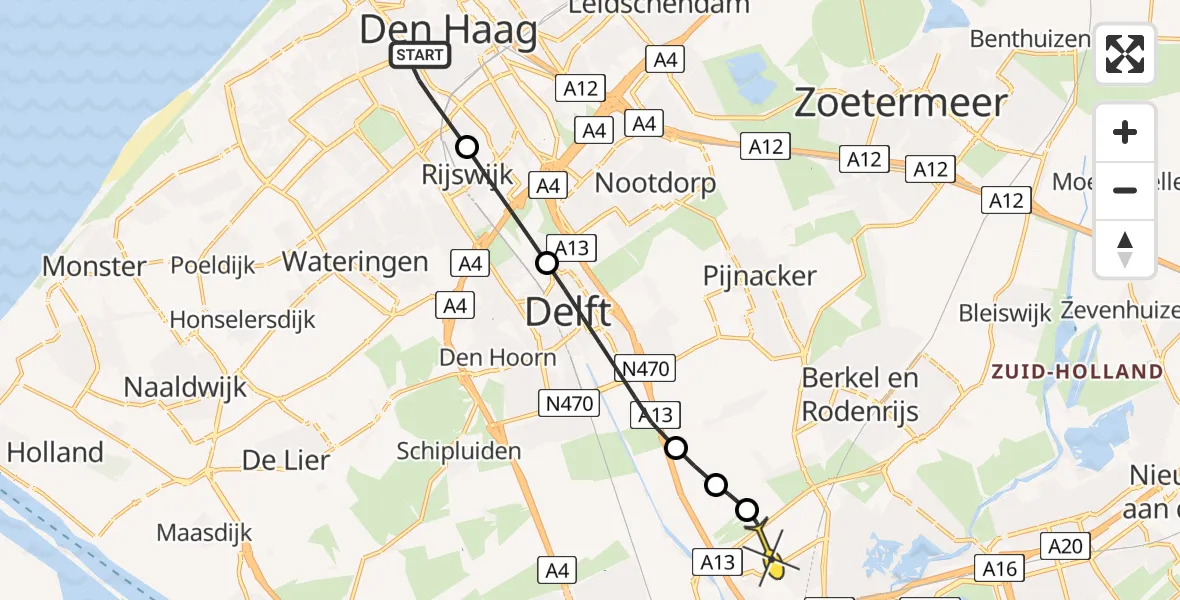 Routekaart van de vlucht: Lifeliner 2 naar Rotterdam The Hague Airport, Seghersstraat