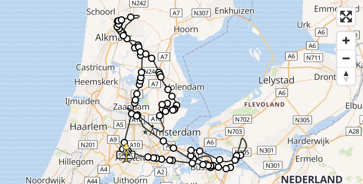 Routekaart van de vlucht: Politieheli naar Schiphol, Loevesteinse Randweg