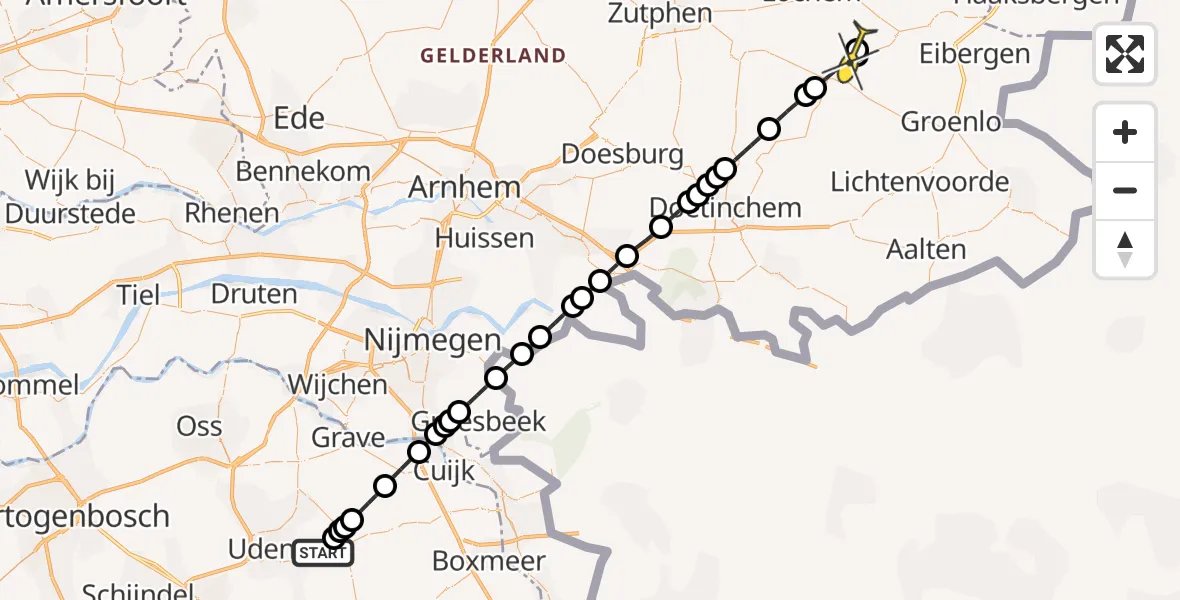 Routekaart van de vlucht: Lifeliner 3 naar Barchem, Trentsedijk