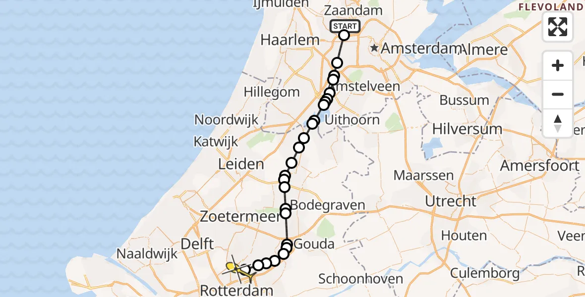 Routekaart van de vlucht: Lifeliner 1 naar Rotterdam, Maltaweg
