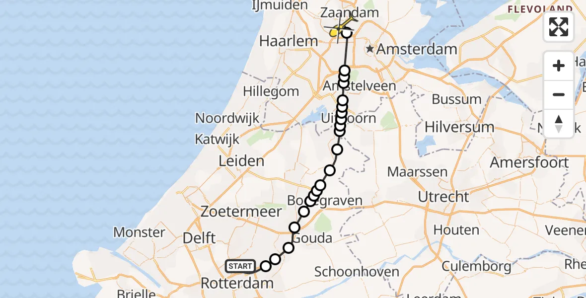 Routekaart van de vlucht: Lifeliner 1 naar Amsterdam Heliport, Straatweg