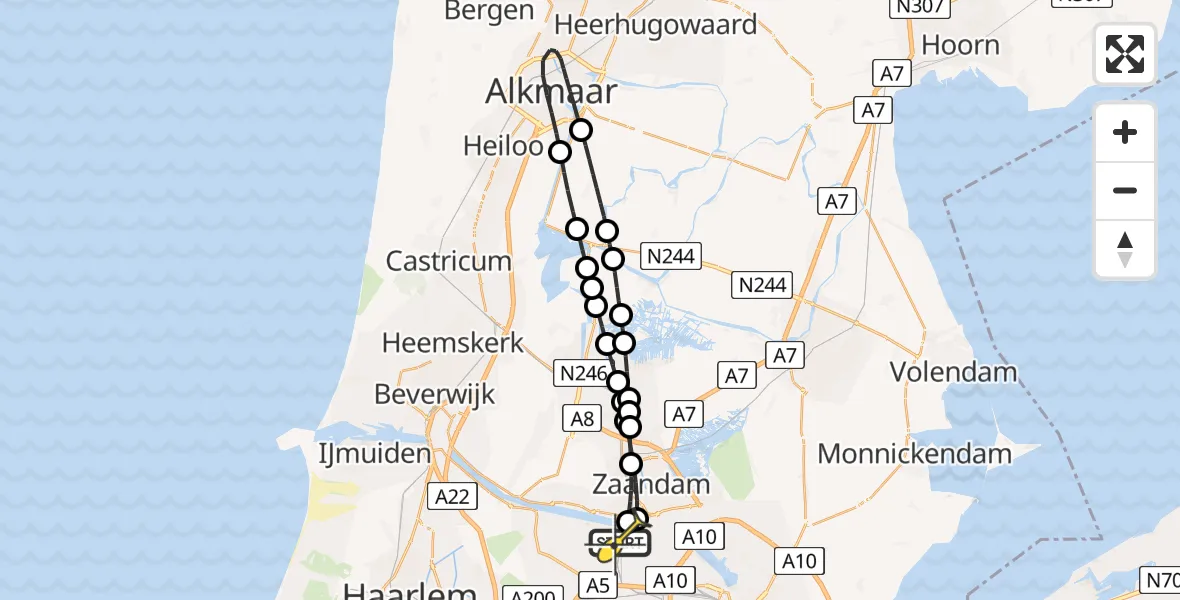 Routekaart van de vlucht: Lifeliner 1 naar Amsterdam Heliport, Lipariweg