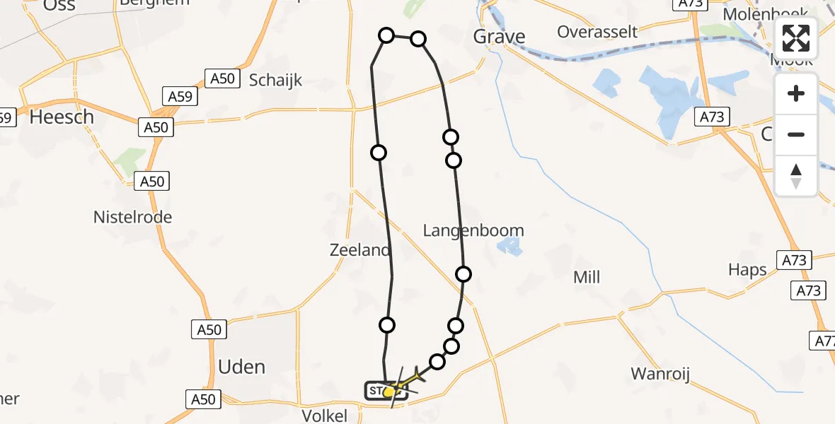 Routekaart van de vlucht: Lifeliner 3 naar Vliegbasis Volkel, Houtvennen