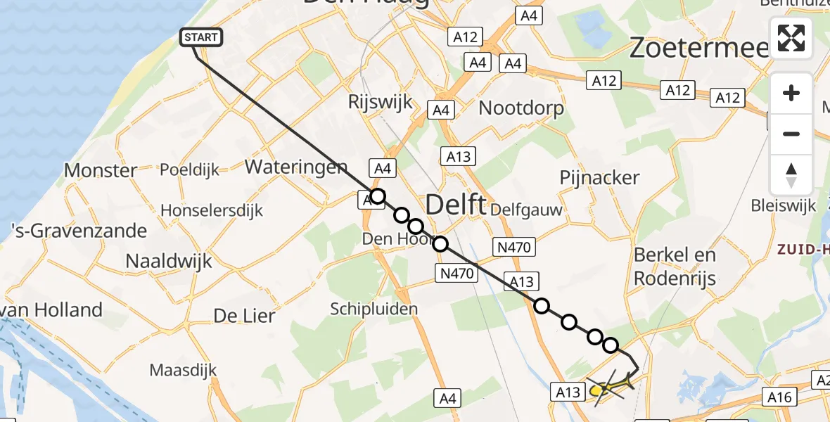 Routekaart van de vlucht: Lifeliner 2 naar Rotterdam The Hague Airport, Wijndaelerweg