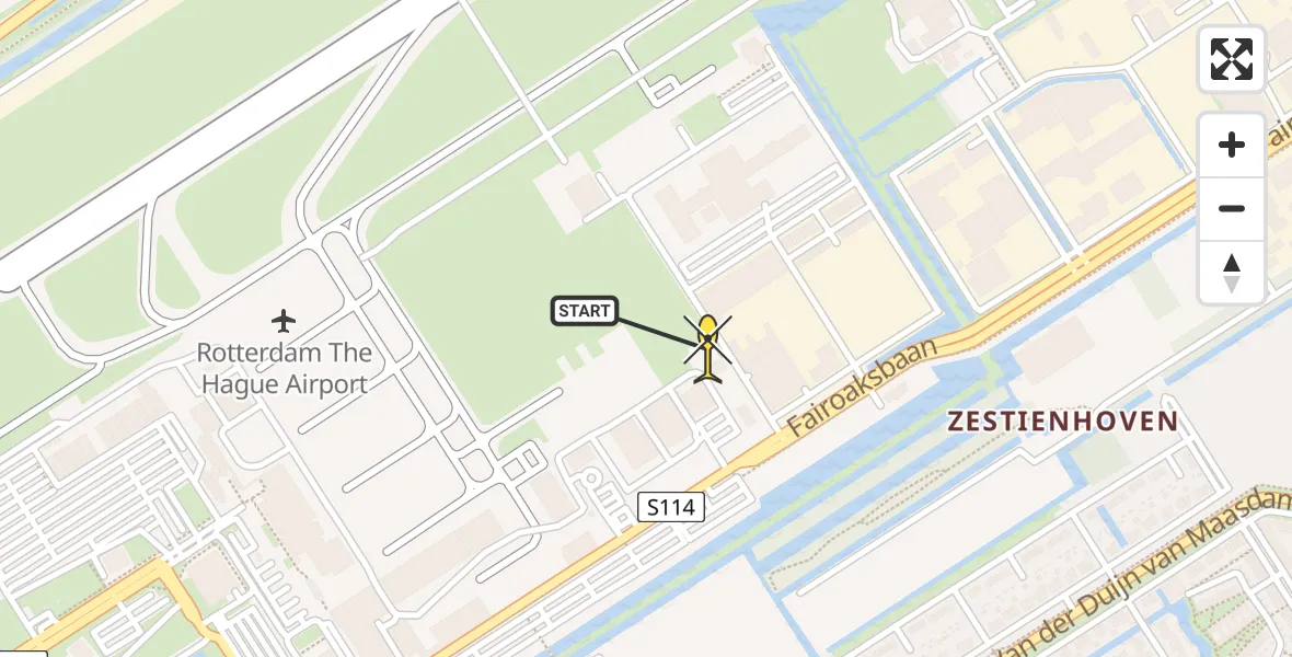 Routekaart van de vlucht: Lifeliner 2 naar Rotterdam The Hague Airport, Brandenburgbaan