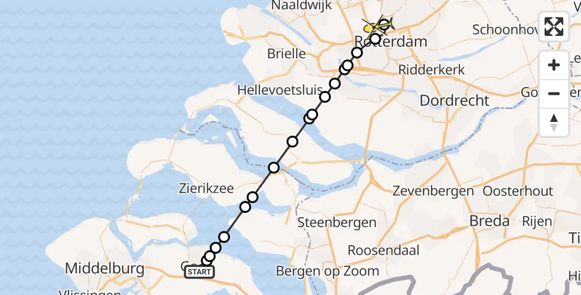 Routekaart van de vlucht: Lifeliner 2 naar Rotterdam The Hague Airport, Piet Heinstraat