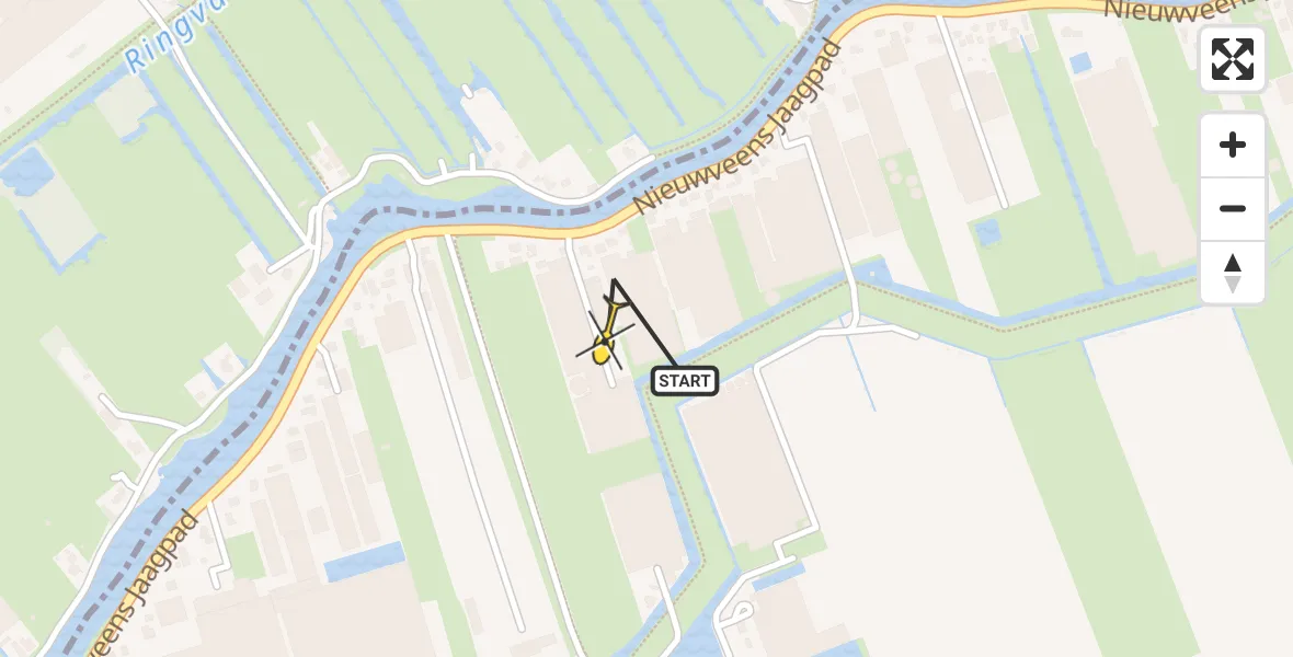 Routekaart van de vlucht: Lifeliner 1 naar Nieuwveen, Nieuwveens Jaagpad