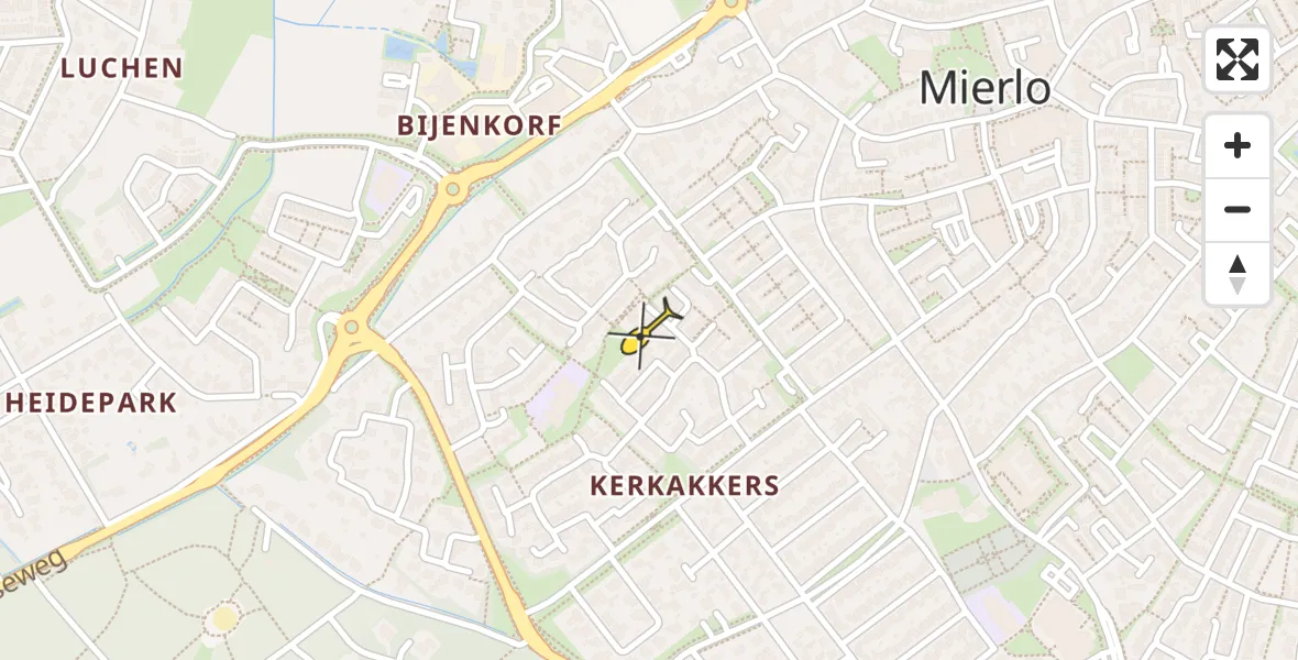 Routekaart van de vlucht: Lifeliner 3 naar Mierlo