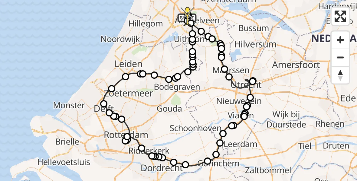 Routekaart van de vlucht: Politieheli naar Schiphol, Van Weerden-Poelmanweg