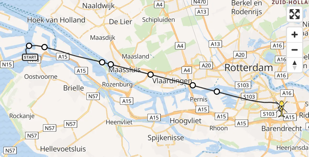 Routekaart van de vlucht: Lifeliner 2 naar Rotterdam, Beergat
