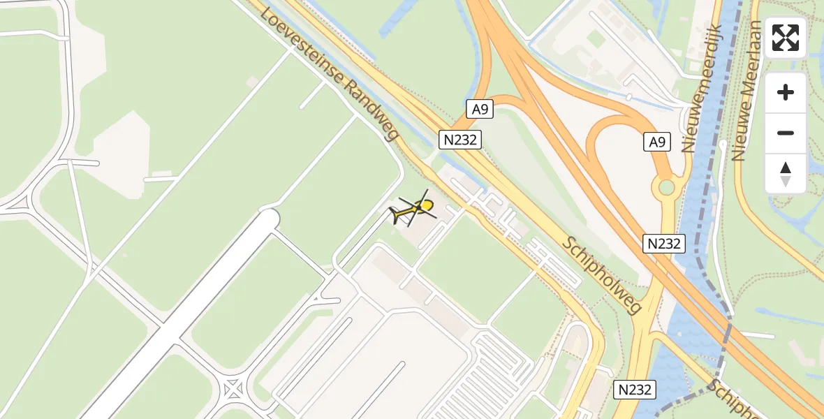 Routekaart van de vlucht: Politieheli naar Schiphol