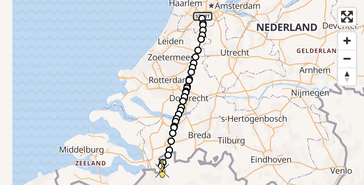 Routekaart van de vlucht: Politiehelikopter naar Putte, Thermiekstraat