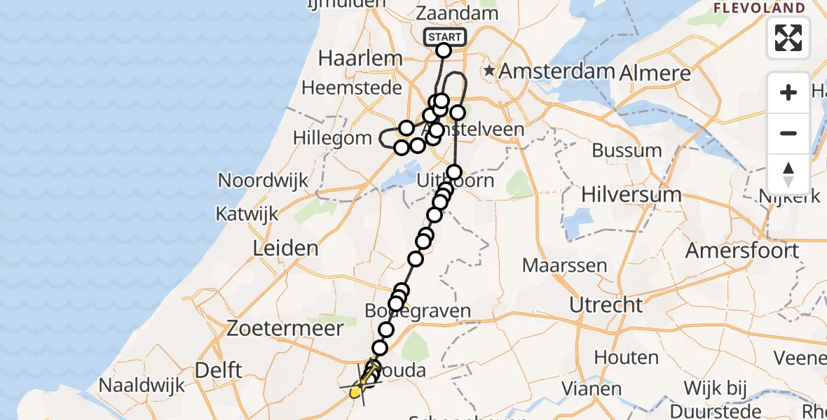 Routekaart van de vlucht: Lifeliner 1 naar Moordrecht, Corsicaweg