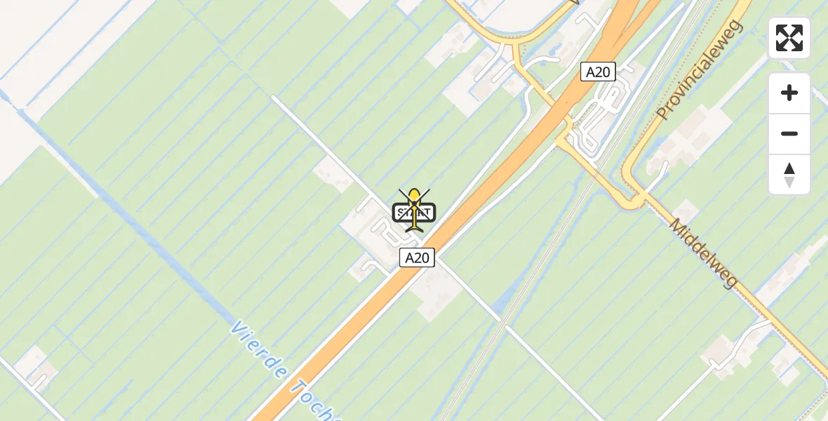 Routekaart van de vlucht: Lifeliner 1 naar Moordrecht, Rijksweg